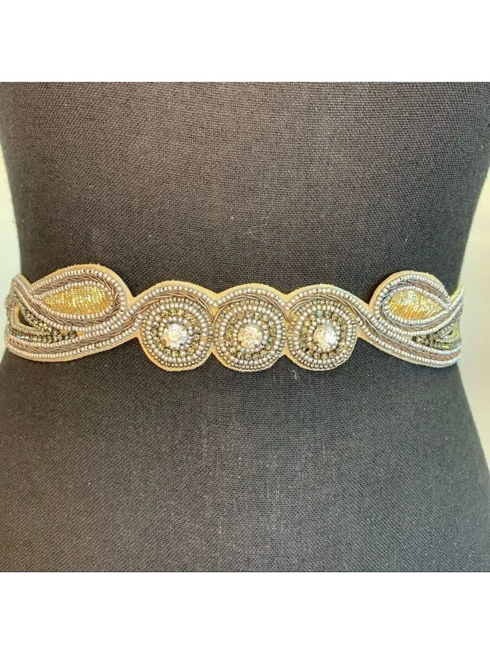 THYME Maternity Tan Brown Beaded Stretchy Belt Size S/M